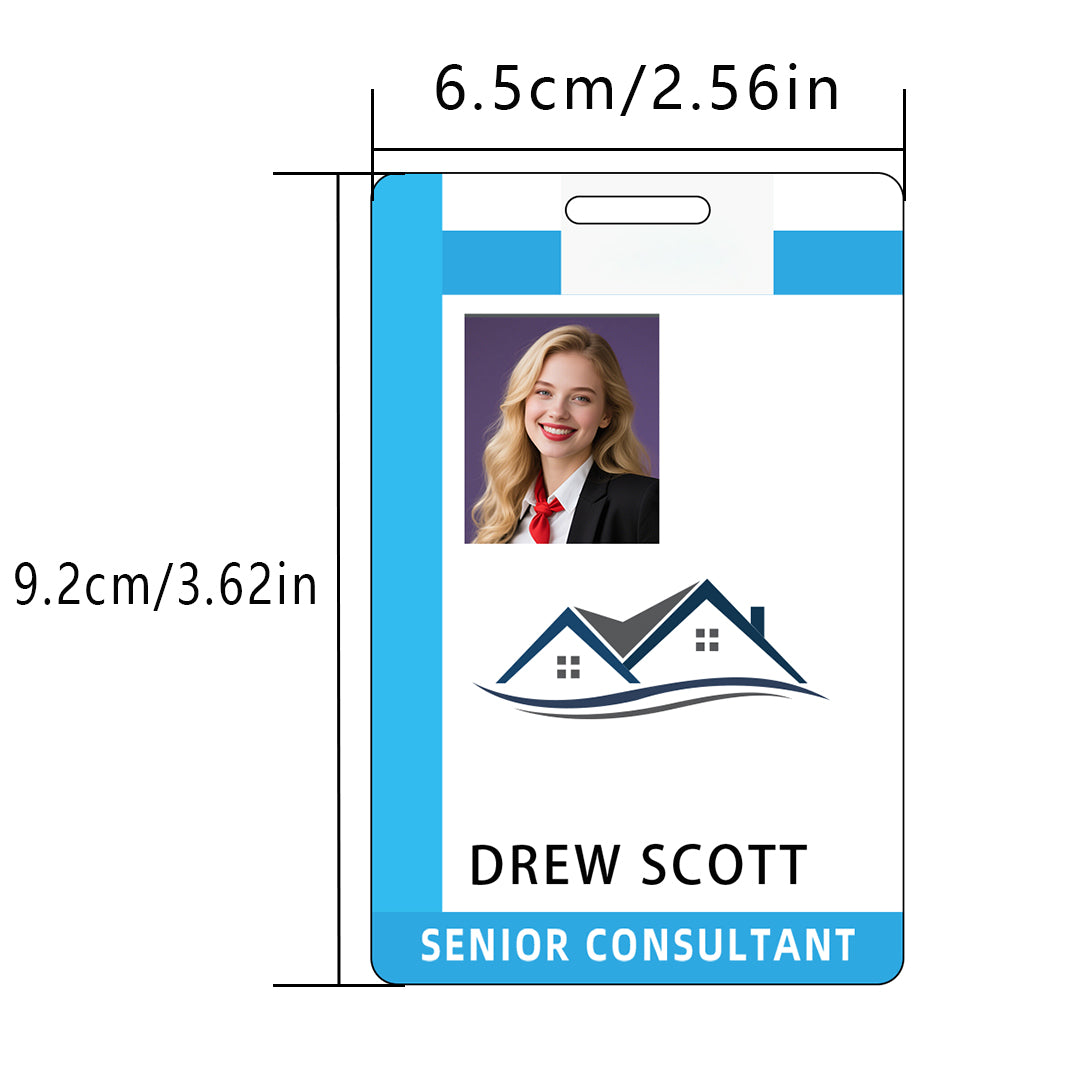 Style T87 Custom Print Employee ID Badge , Personalized Name Badge Double Sided Print with Name, Photo, Logo