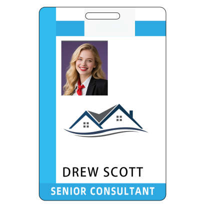 Style T87 Custom Print Employee ID Badge , Personalized Name Badge Double Sided Print with Name, Photo, Logo