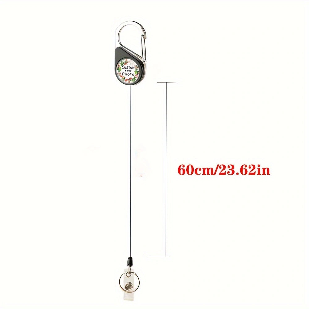 Customization of double-sided photos personalized ID Badge Holder  Retractable Heavy Duty Badge Reels(You have photos on both the front and back)