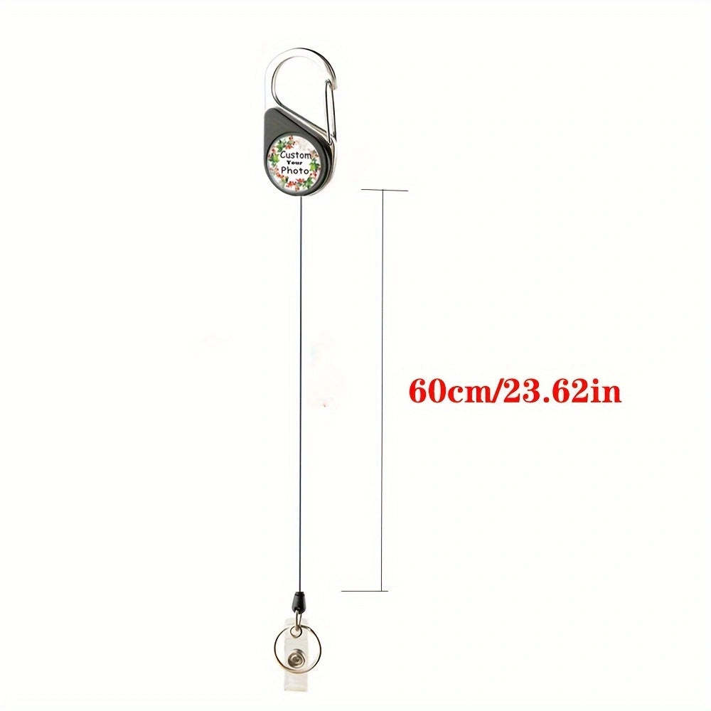 Customization of double-sided photos personalized ID Badge Holder  Retractable Heavy Duty Badge Reels(You have photos on both the front and back)