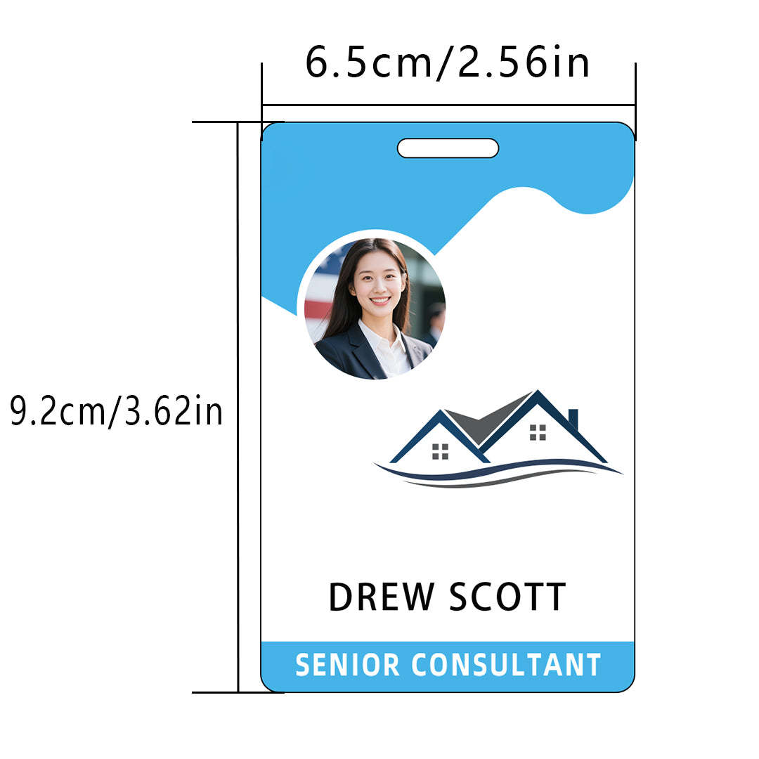 Style T88 Custom Print Employee ID Badge , Personalized Name Badge Double Sided Print with Name, Photo, Logo