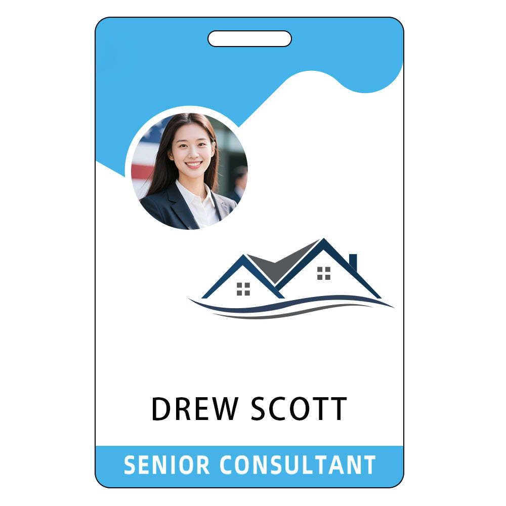 Style T88 Custom Print Employee ID Badge , Personalized Name Badge Double Sided Print with Name, Photo, Logo