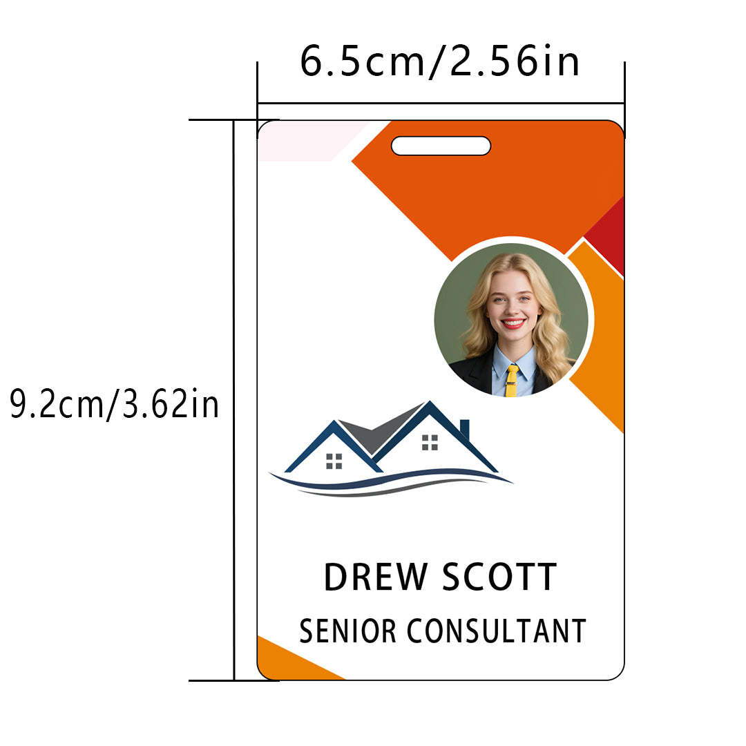 Style T89 Custom Print Employee ID Badge , Personalized Name Badge Double Sided Print with Name, Photo, Logo