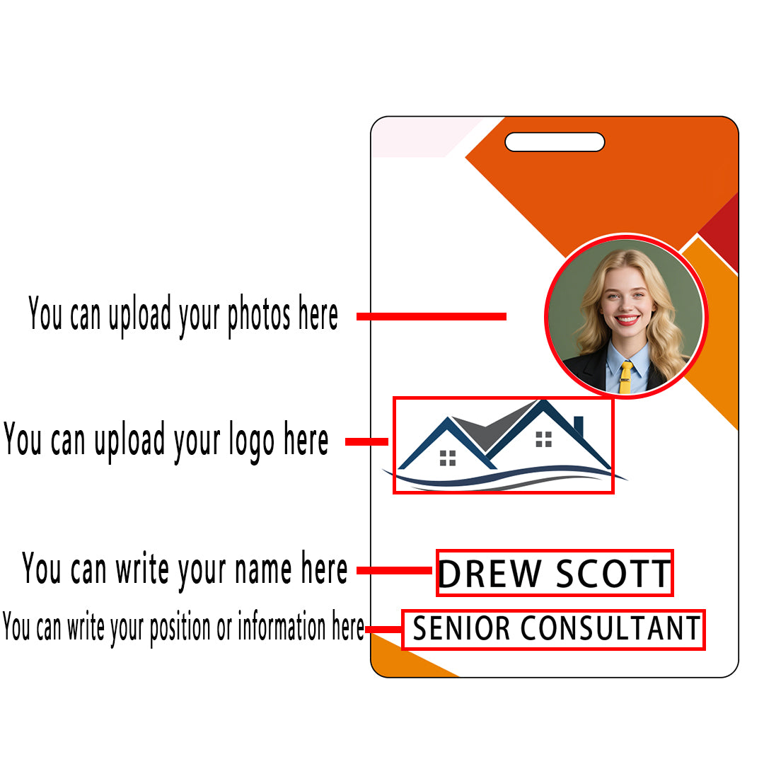 Style T89 Custom Print Employee ID Badge , Personalized Name Badge Double Sided Print with Name, Photo, Logo