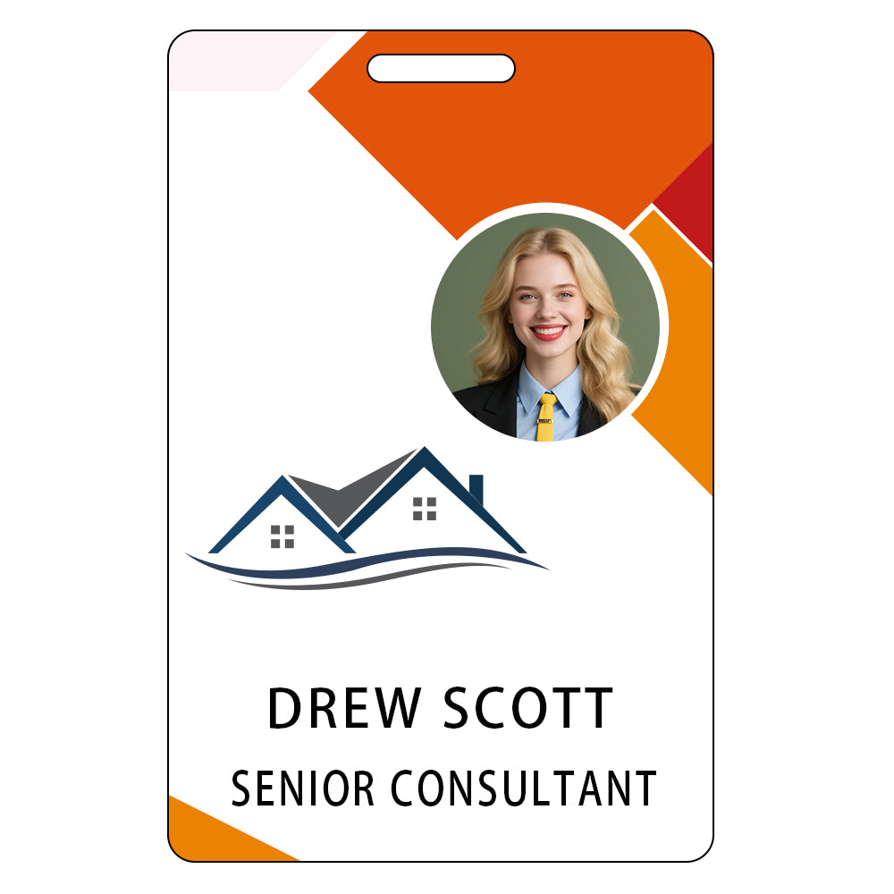 Style T89 Custom Print Employee ID Badge , Personalized Name Badge Double Sided Print with Name, Photo, Logo