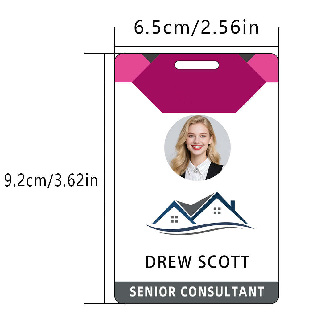 Style t-04 Custom Print Employee ID Badge , Personalized Name Badge Double Sided Print with Name, Photo, Logo