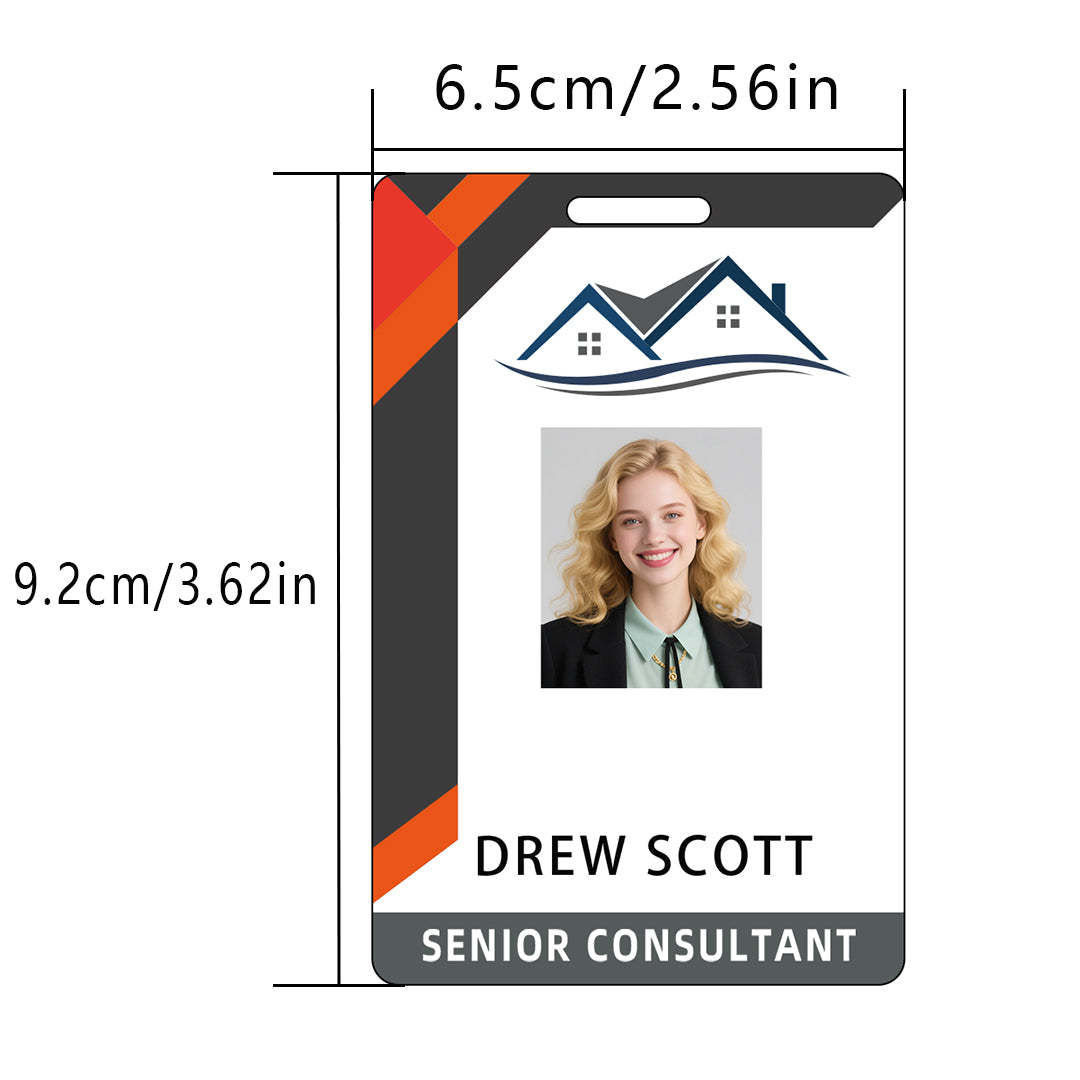 Style T016 Custom Print Employee ID Badge , Personalized Name Badge Double Sided Print with Name, Photo, Logo