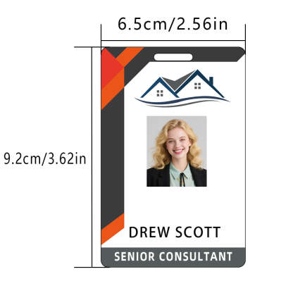 Style T016 Custom Print Employee ID Badge , Personalized Name Badge Double Sided Print with Name, Photo, Logo