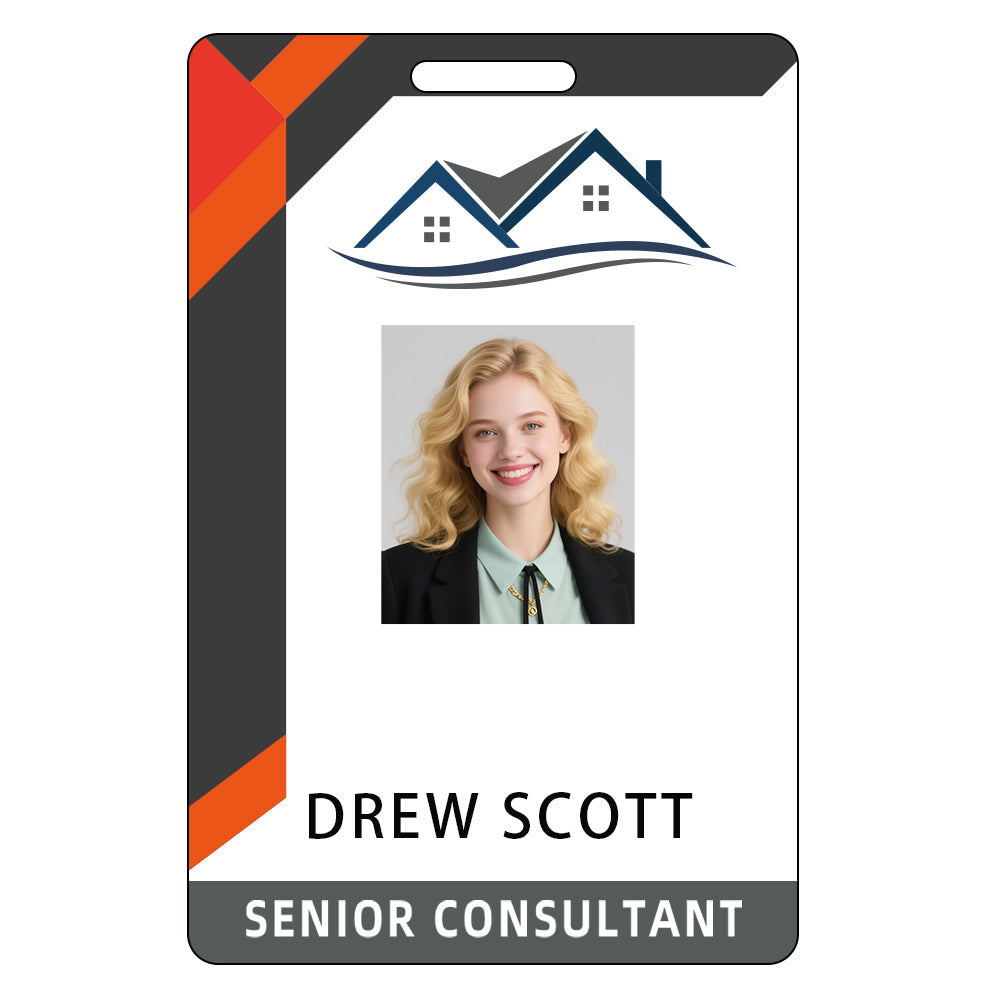 Style T016 Custom Print Employee ID Badge , Personalized Name Badge Double Sided Print with Name, Photo, Logo