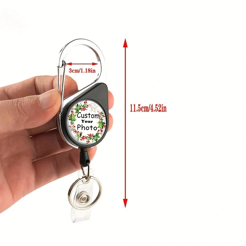 Customization of double-sided photos personalized ID Badge Holder  Retractable Heavy Duty Badge Reels(You have photos on both the front and back)