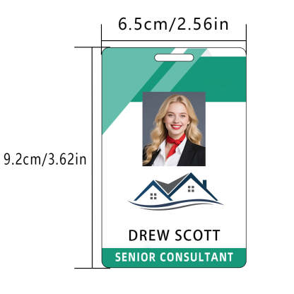 Style t-03 Custom Print Employee ID Badge , Personalized Name Badge Double Sided Print with Name, Photo, Logo