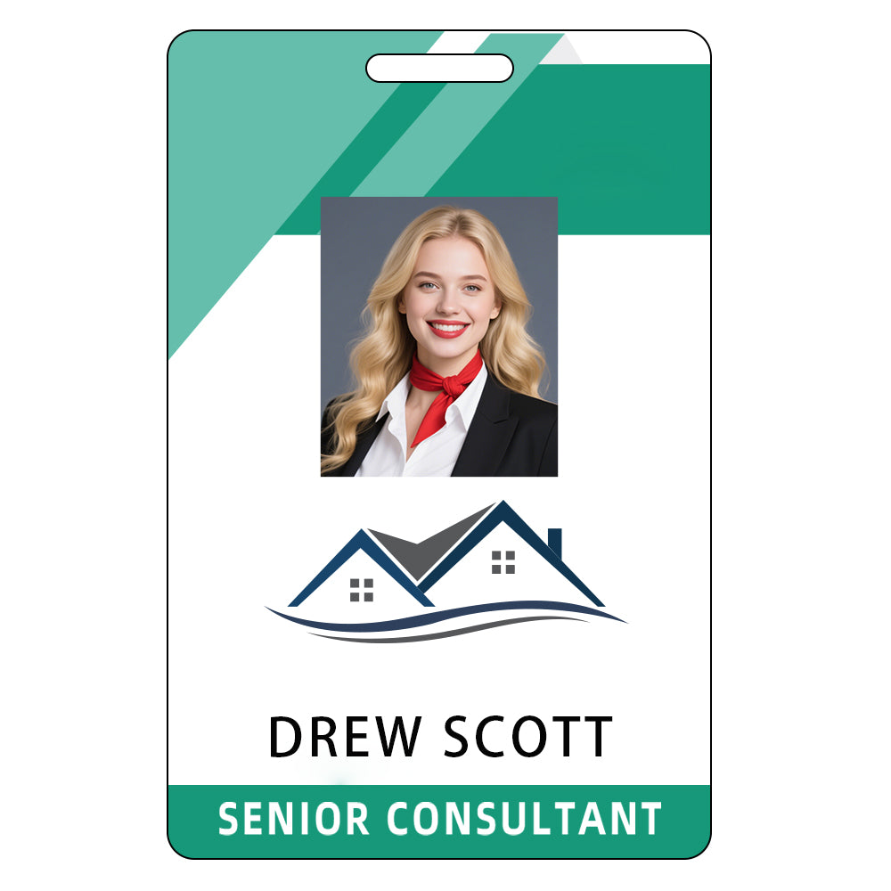Style t-03 Custom Print Employee ID Badge , Personalized Name Badge Double Sided Print with Name, Photo, Logo