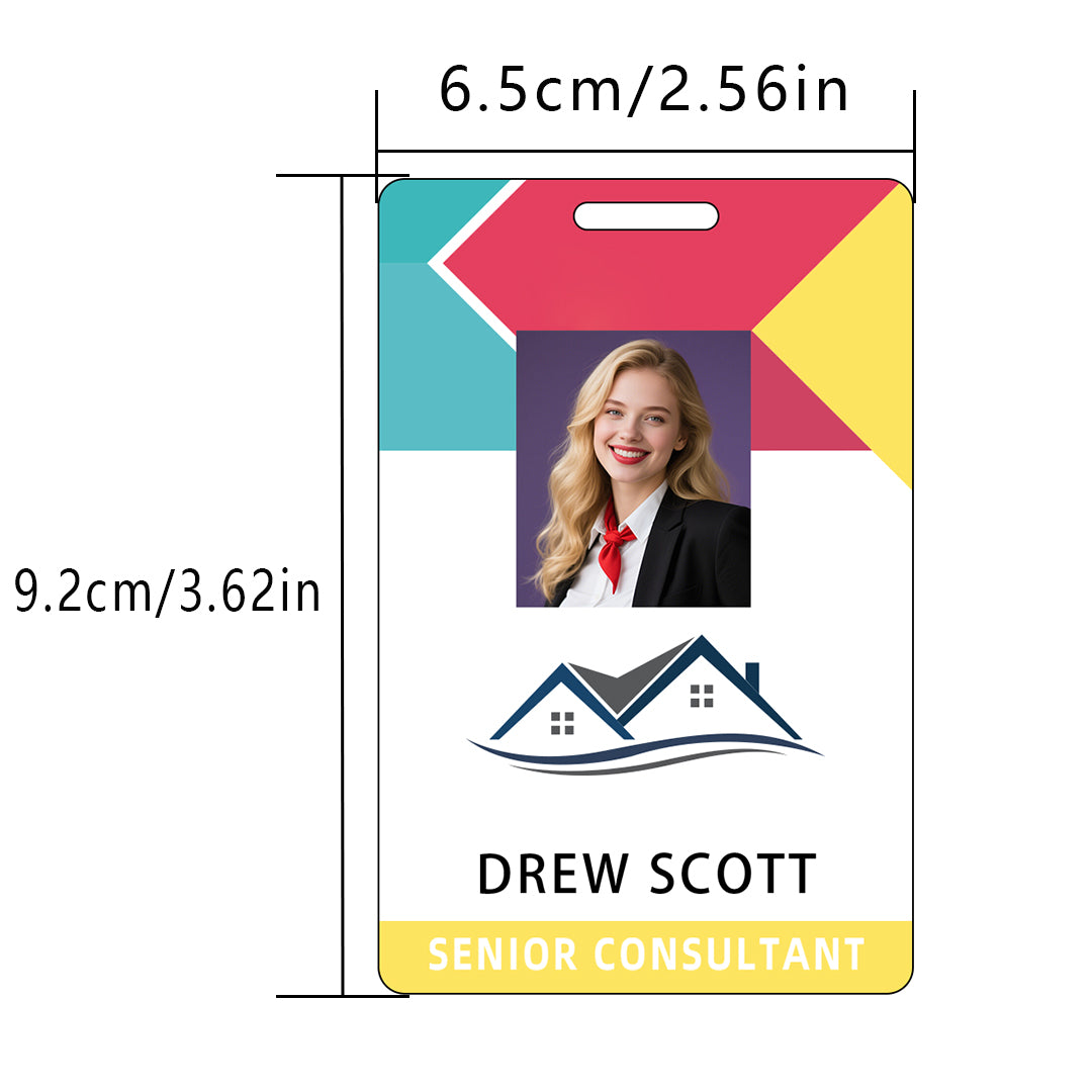 Style T93 Custom Print Employee ID Badge , Personalized Name Badge Double Sided Print with Name, Photo, Logo