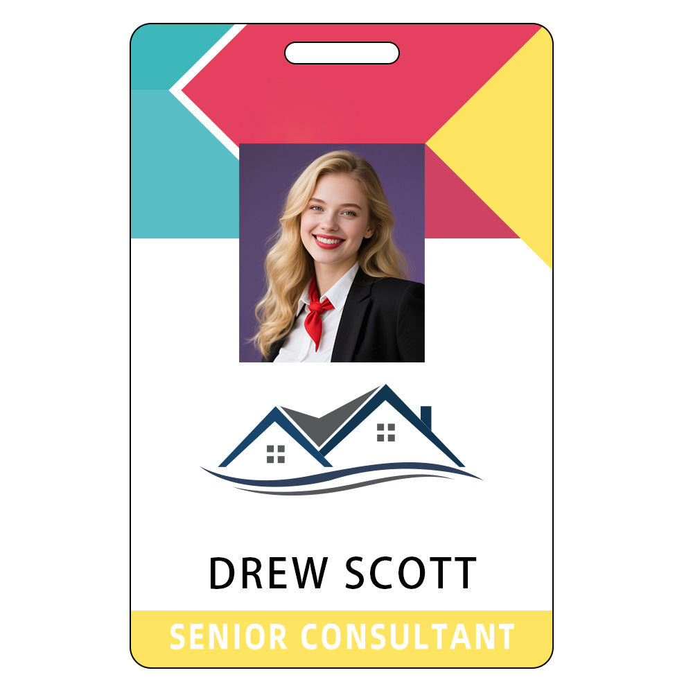 Style T93 Custom Print Employee ID Badge , Personalized Name Badge Double Sided Print with Name, Photo, Logo