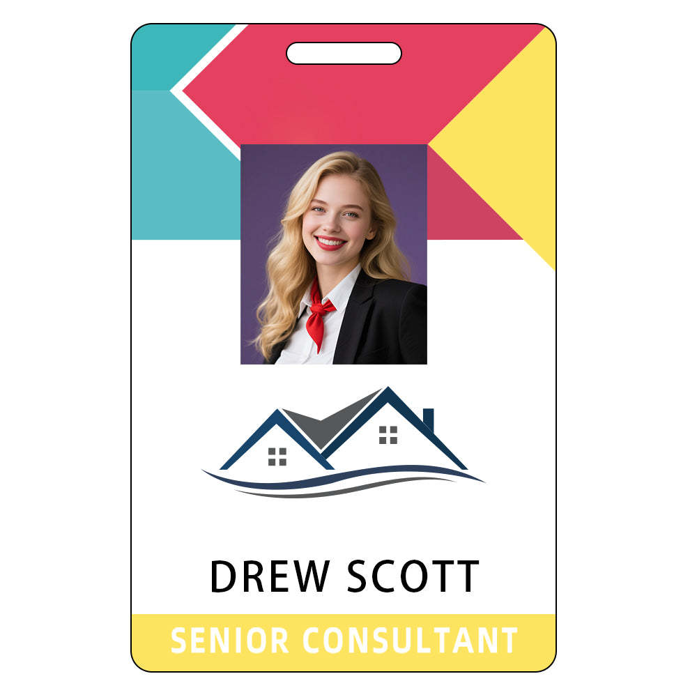 Style T93 Custom Print Employee ID Badge , Personalized Name Badge Double Sided Print with Name, Photo, Logo
