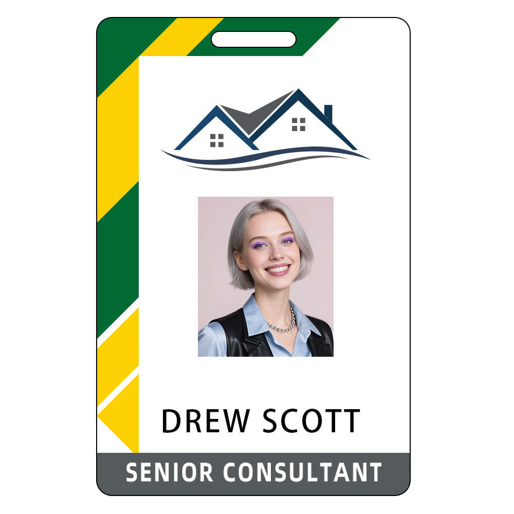 Style T94 Custom Print Employee ID Badge , Personalized Name Badge Double Sided Print with Name, Photo, Logo