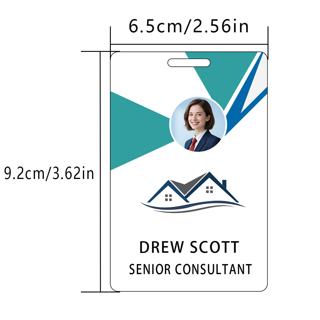 Style T95 Custom Print Employee ID Badge , Personalized Name Badge Double Sided Print with Name, Photo, Logo