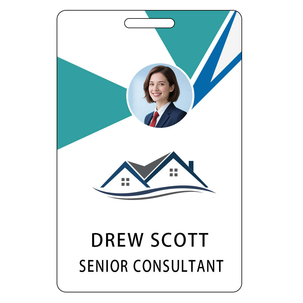 Style T95 Custom Print Employee ID Badge , Personalized Name Badge Double Sided Print with Name, Photo, Logo