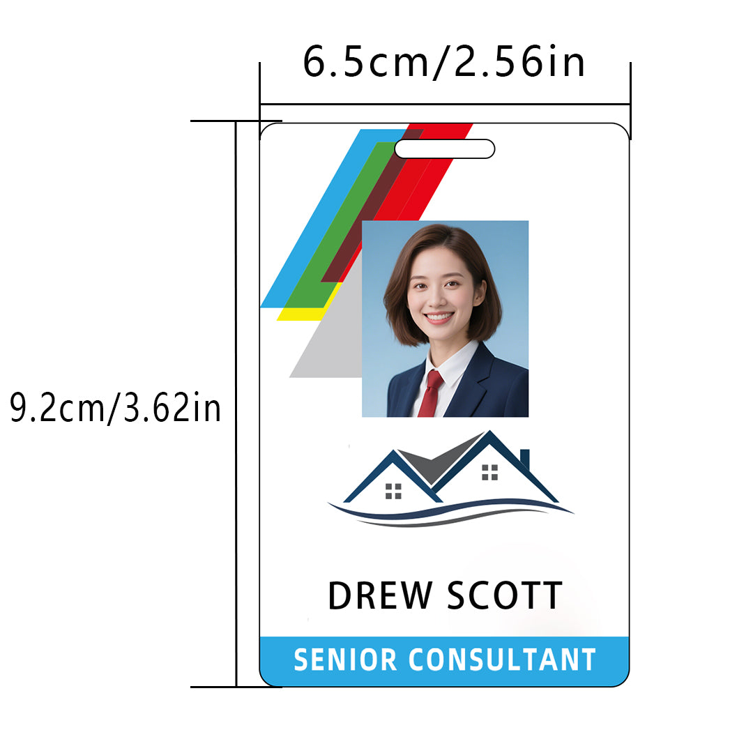 Style T021 Custom Print Employee ID Badge , Personalized Name Badge Double Sided Print with Name, Photo, Logo