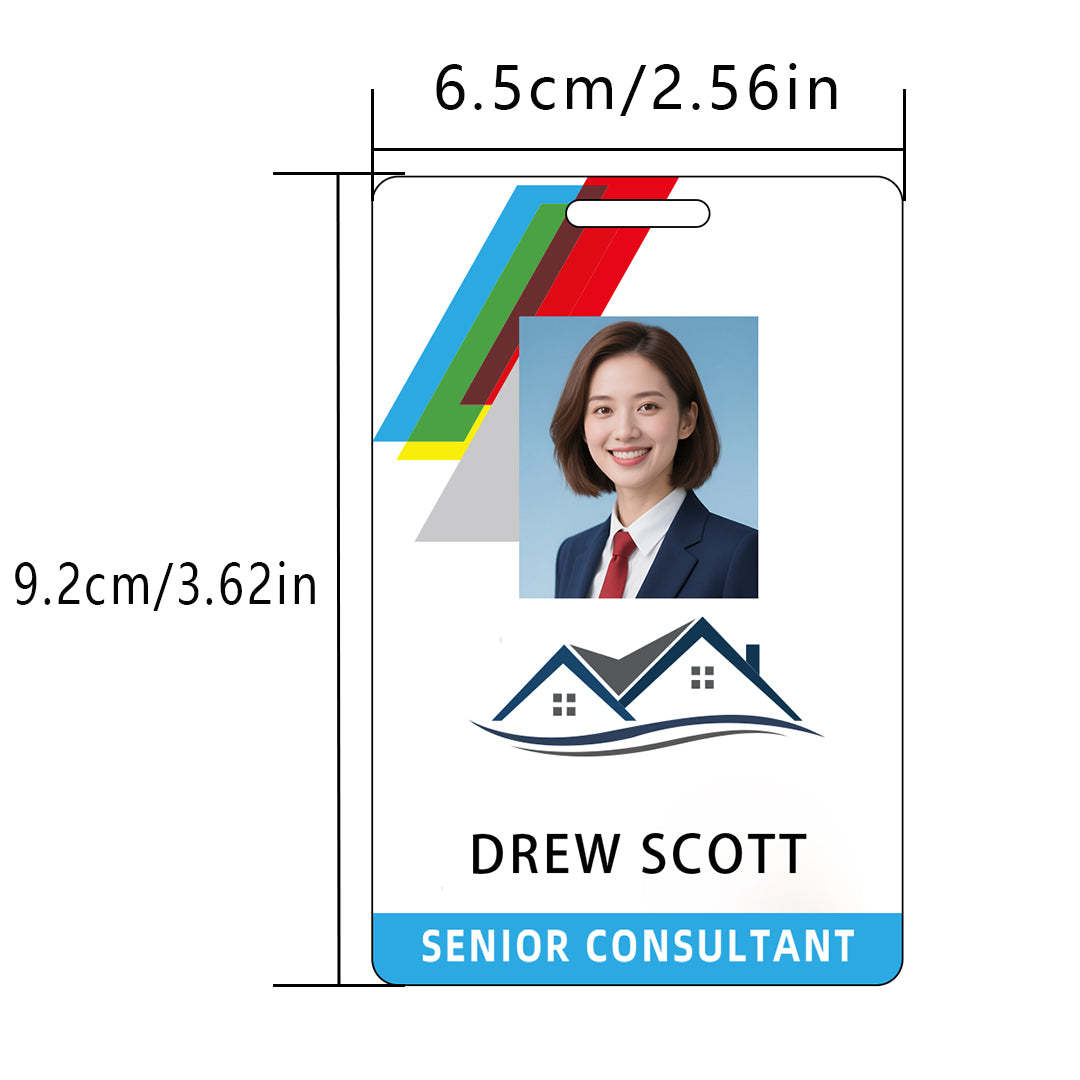 Style T021 Custom Print Employee ID Badge , Personalized Name Badge Double Sided Print with Name, Photo, Logo