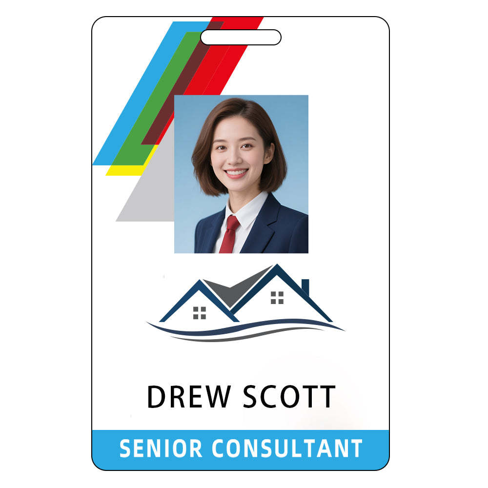 Style T021 Custom Print Employee ID Badge , Personalized Name Badge Double Sided Print with Name, Photo, Logo