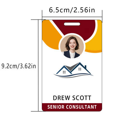 Style T97 Custom Print Employee ID Badge , Personalized Name Badge Double Sided Print with Name, Photo, Logo