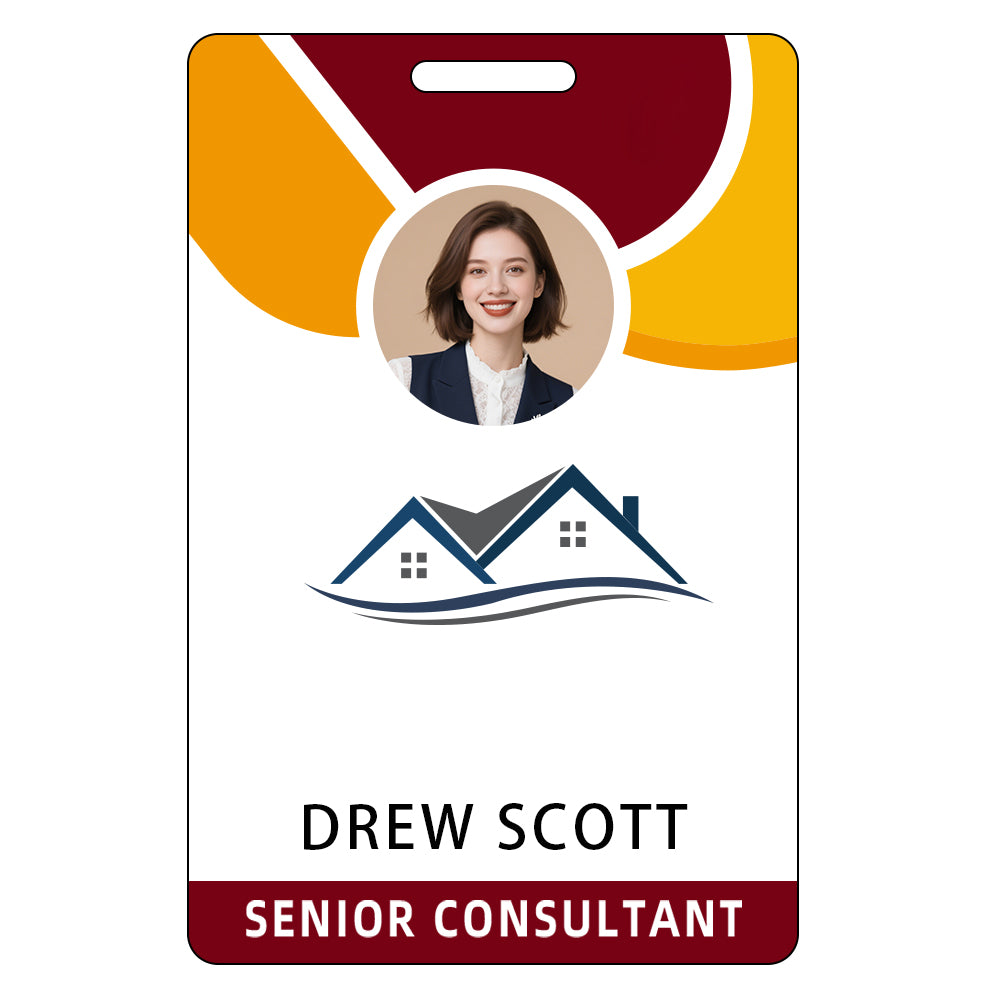 Style T97 Custom Print Employee ID Badge , Personalized Name Badge Double Sided Print with Name, Photo, Logo