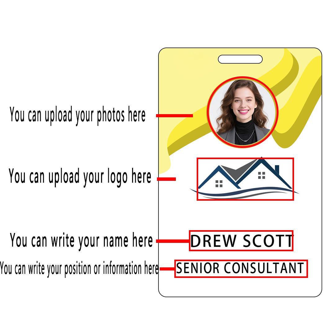 Style T98 Custom Print Employee ID Badge , Personalized Name Badge Double Sided Print with Name, Photo, Logo