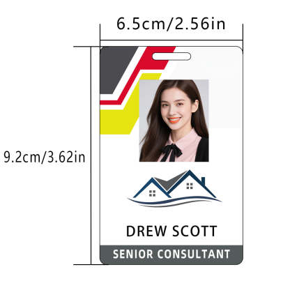 Style T024 Custom Print Employee ID Badge , Personalized Name Badge Double Sided Print with Name, Photo, Logo