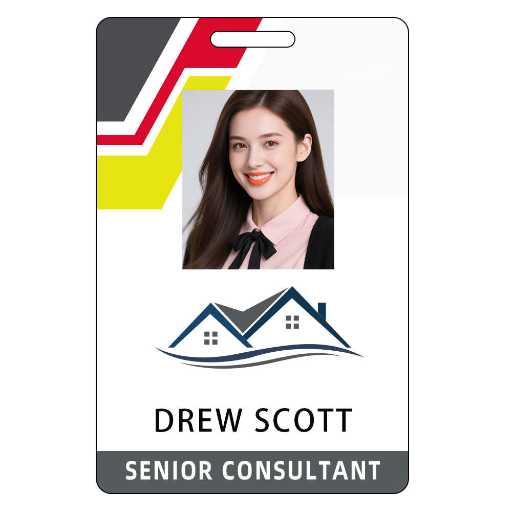 Style T024 Custom Print Employee ID Badge , Personalized Name Badge Double Sided Print with Name, Photo, Logo