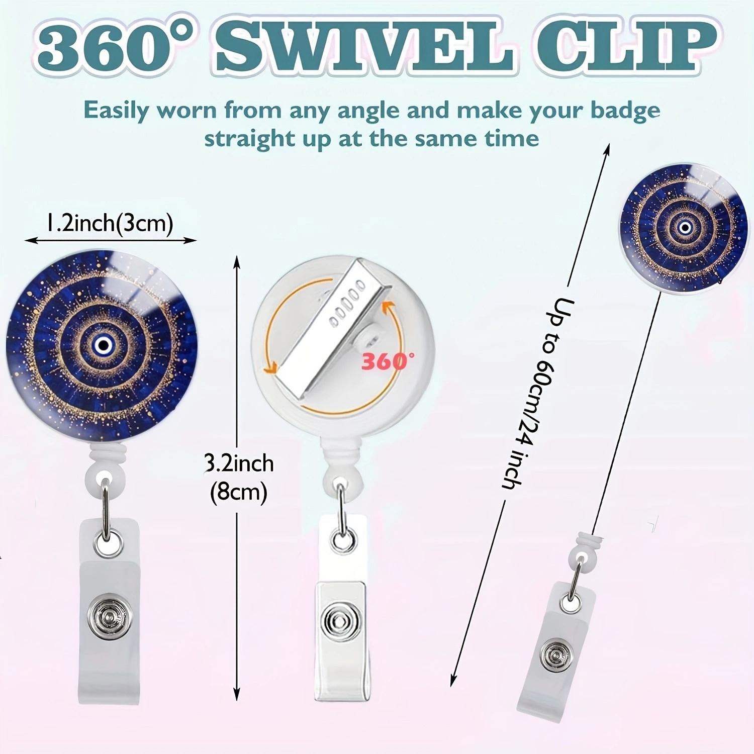 Blue eyed Retractable ID Name Badge Holder Reels with Swivel Alligator Clip