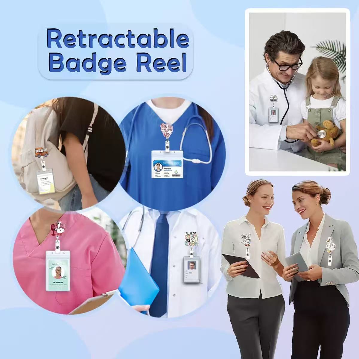 88 Retractable ID Name Badge Holder Reels with Swivel Alligator Clip  Cute Gifts