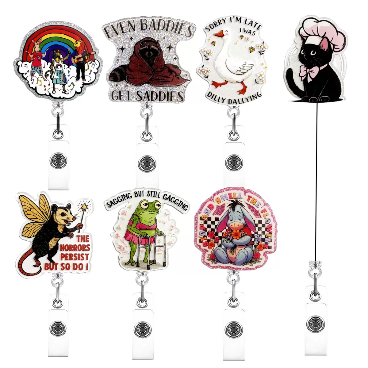 91 Retractable ID Name Badge Holder Reels with Swivel Alligator Clip  Cute Gifts