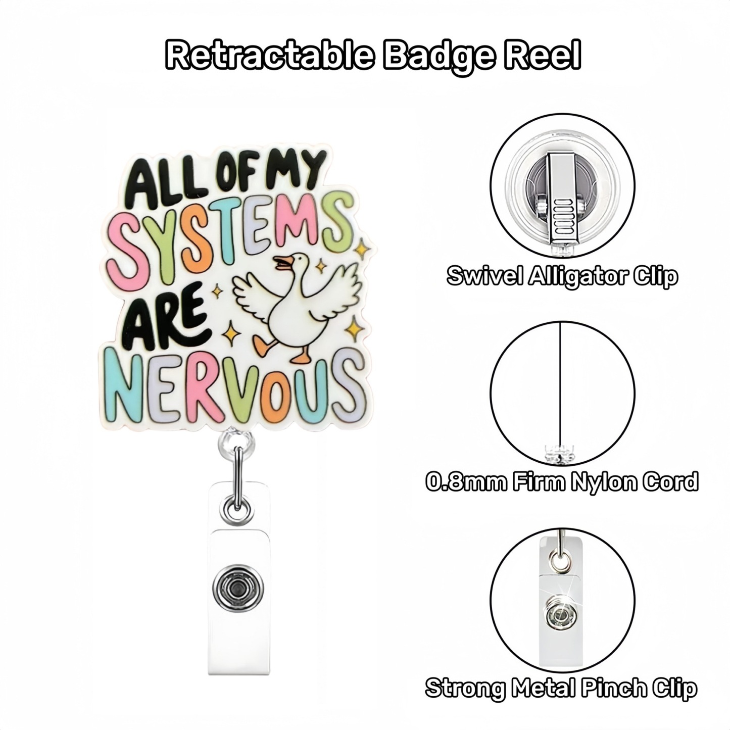 94 Retractable ID Name Badge Holder Reels with Swivel Alligator Clip  Cute Gifts