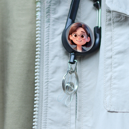 1pc Photo Custom Retractable Badge Reel Heavy Duty  Badge Holder, Personalized ID Badge Reel  for ID Card Holder and Keychain