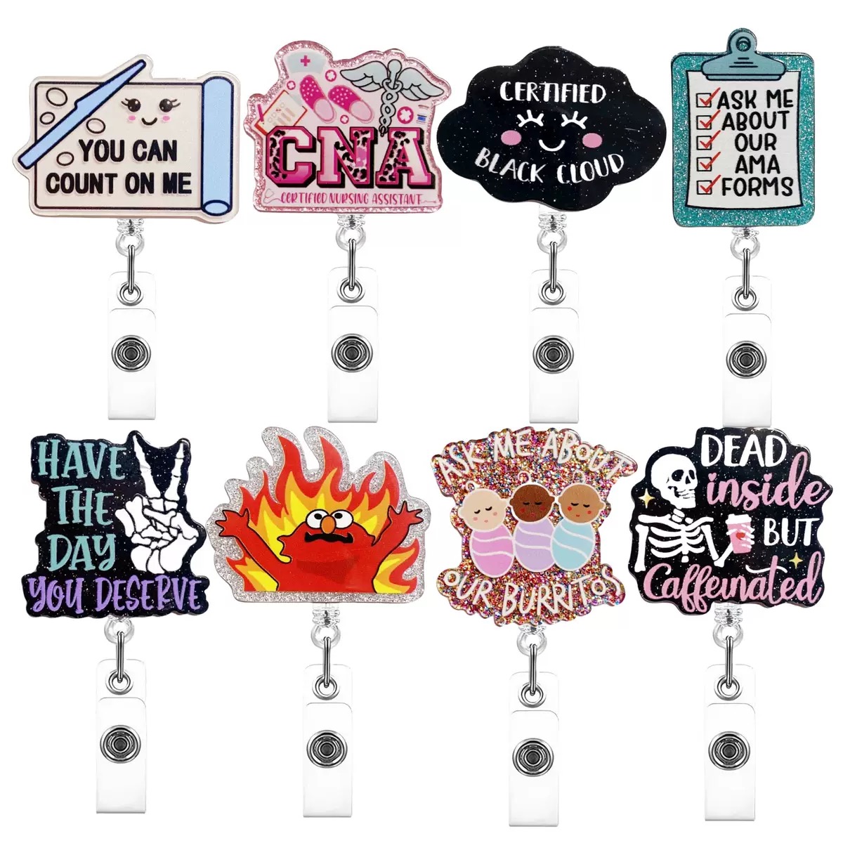 89 Retractable ID Name Badge Holder Reels with Swivel Alligator Clip  Cute Gifts