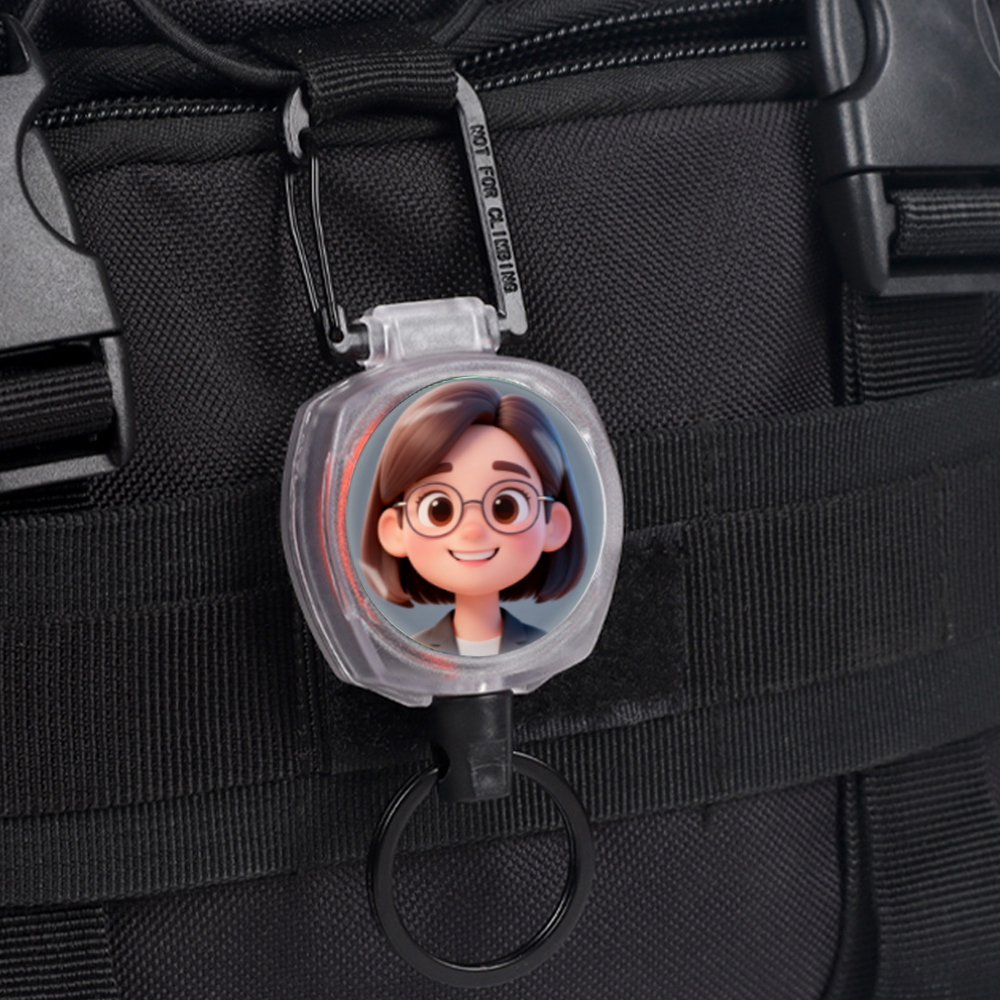1pc Photo Custom Retractable Keychain Heavy Duty  Badge Holder, Personalized ID Badge Reel with 23.6''  Retractable Cord