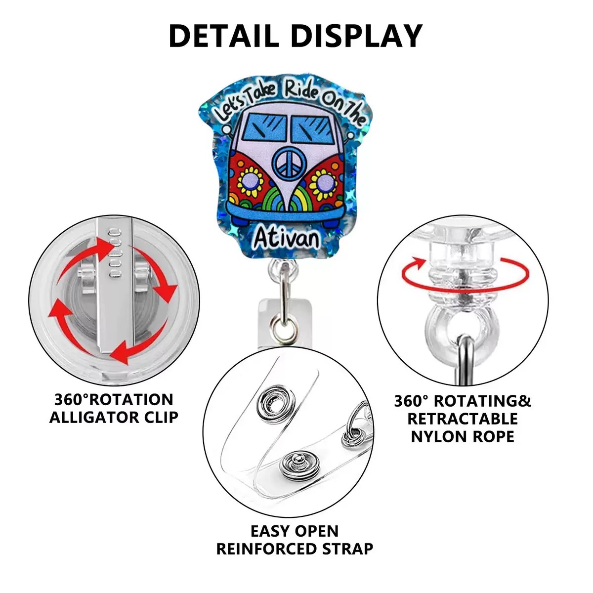 79 Retractable ID Name Badge Holder Reels with Swivel Alligator Clip  Cute Gifts