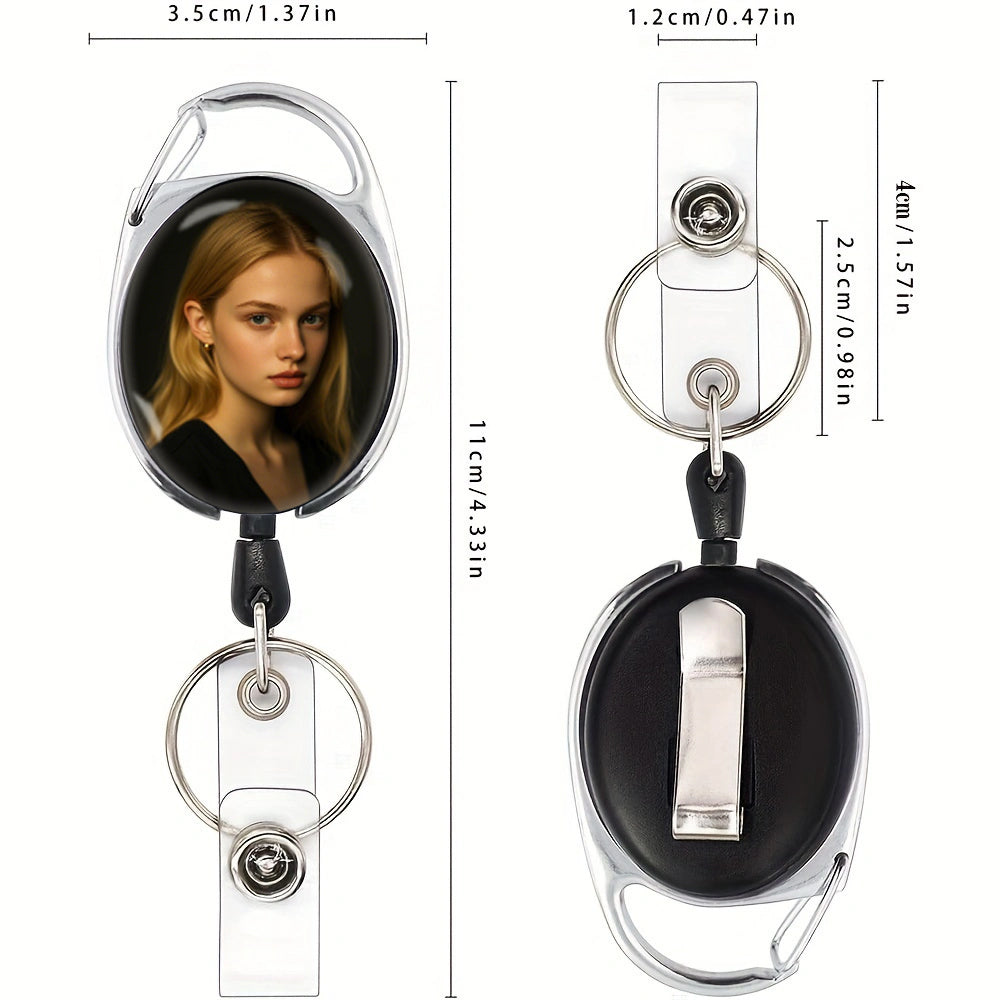 custom photo personalized ID Badge Holder with Clip  Retractable Heavy Duty Badge Reels Badge Reel with 24 inches Pull Cord