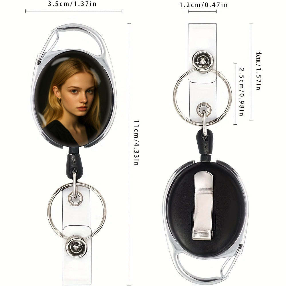 custom photo personalized ID Badge Holder with Clip  Retractable Heavy Duty Badge Reels Badge Reel with 24 inches Pull Cord