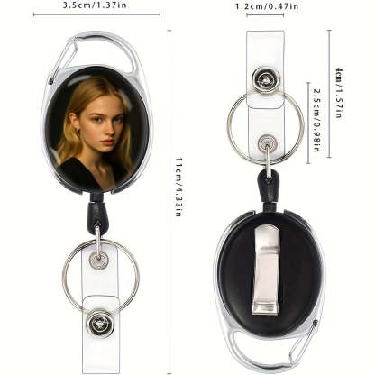 custom photo personalized ID Badge Holder with Clip  Retractable Heavy Duty Badge Reels Badge Reel with 24 inches Pull Cord