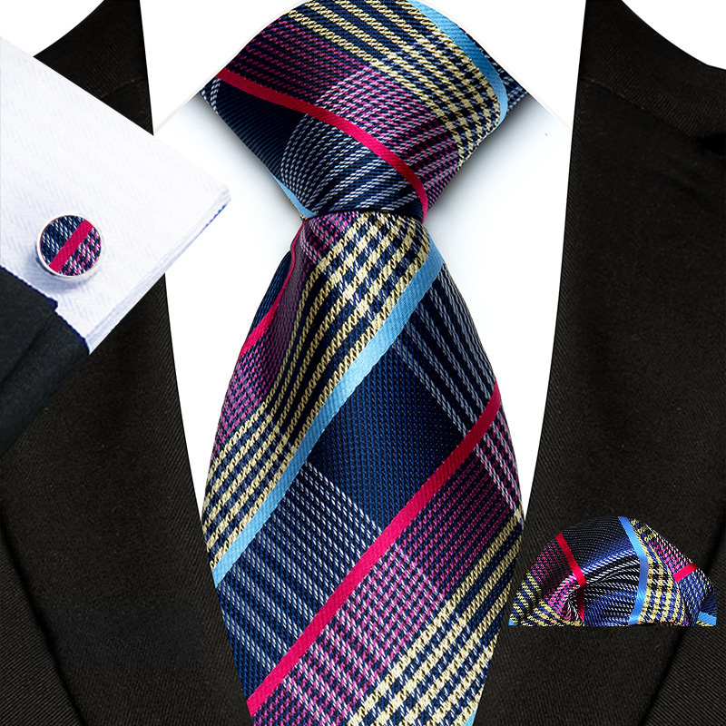 Grey, Blue & Red Chequered Polyester Tie | In Stock! | Tailor Toki - Foto 5