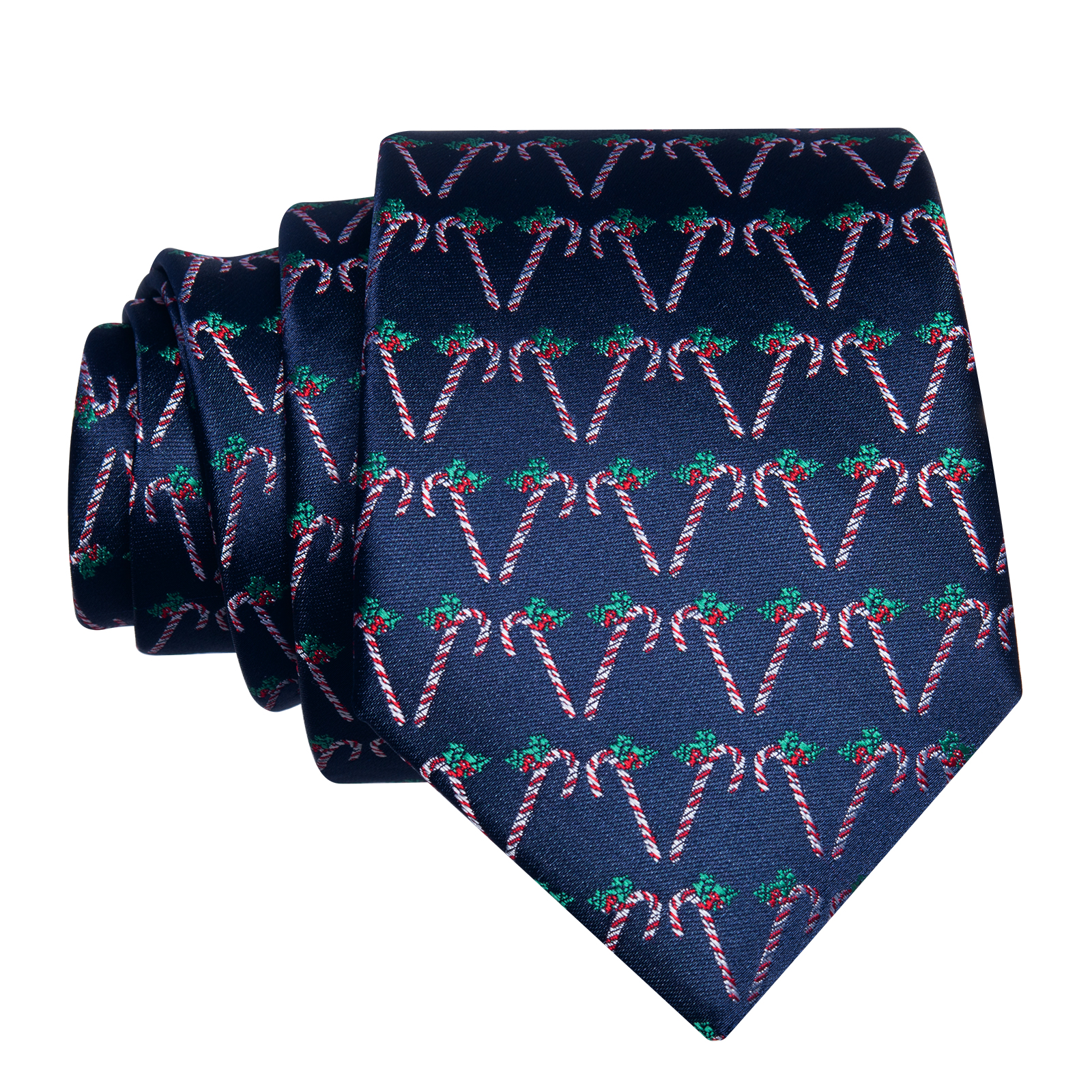 Retreez Men's Christmas Tie | Candy Canes Pattern Woven Microfiber Tie, 3.15" Width | Navy Blue Holiday Gift
