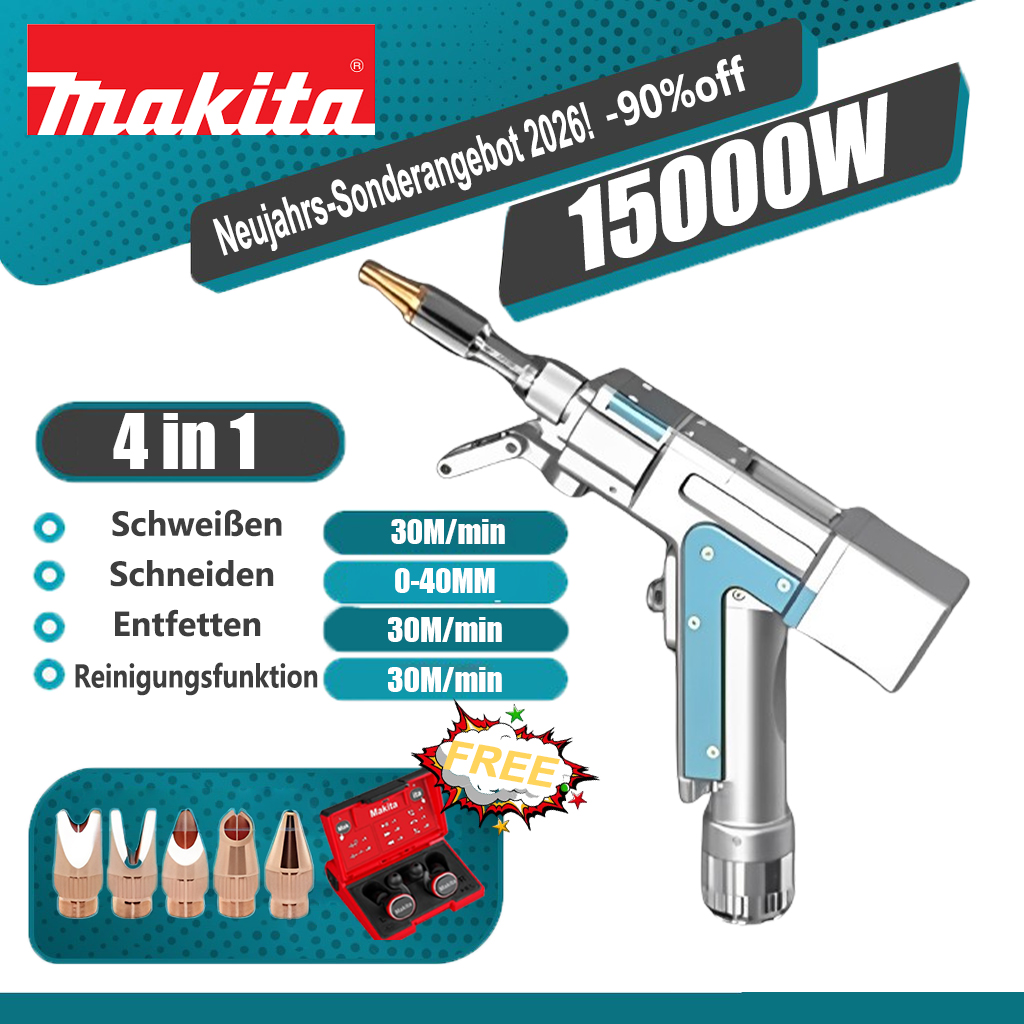 Makita 15000 W Laserschweißpistole, Vier in Eins (Schweißen + Reinigen + Schneiden + Rostentfernung)