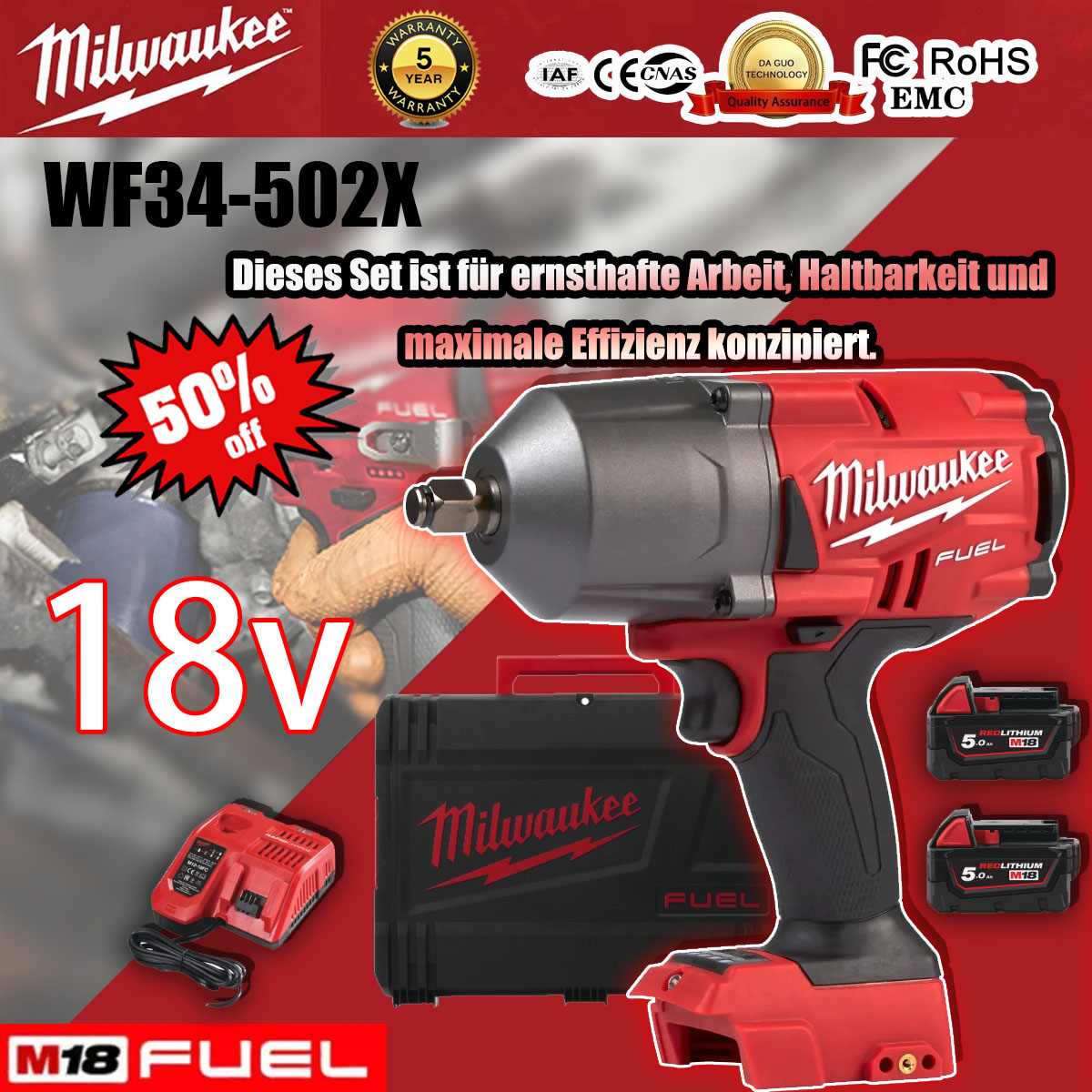 Milwaukee M18-ONEFHIWF34-502X FUEL Lithium-Schlagschrauber – Niedrigster Verkauf aller Zeiten