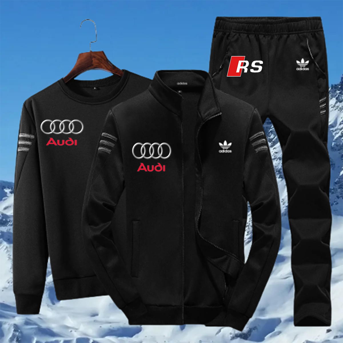 Pánska neformálna športová trojdielna súprava Adidas®丨Audi 2023 (bunda + tepláková súprava + nohavice)·