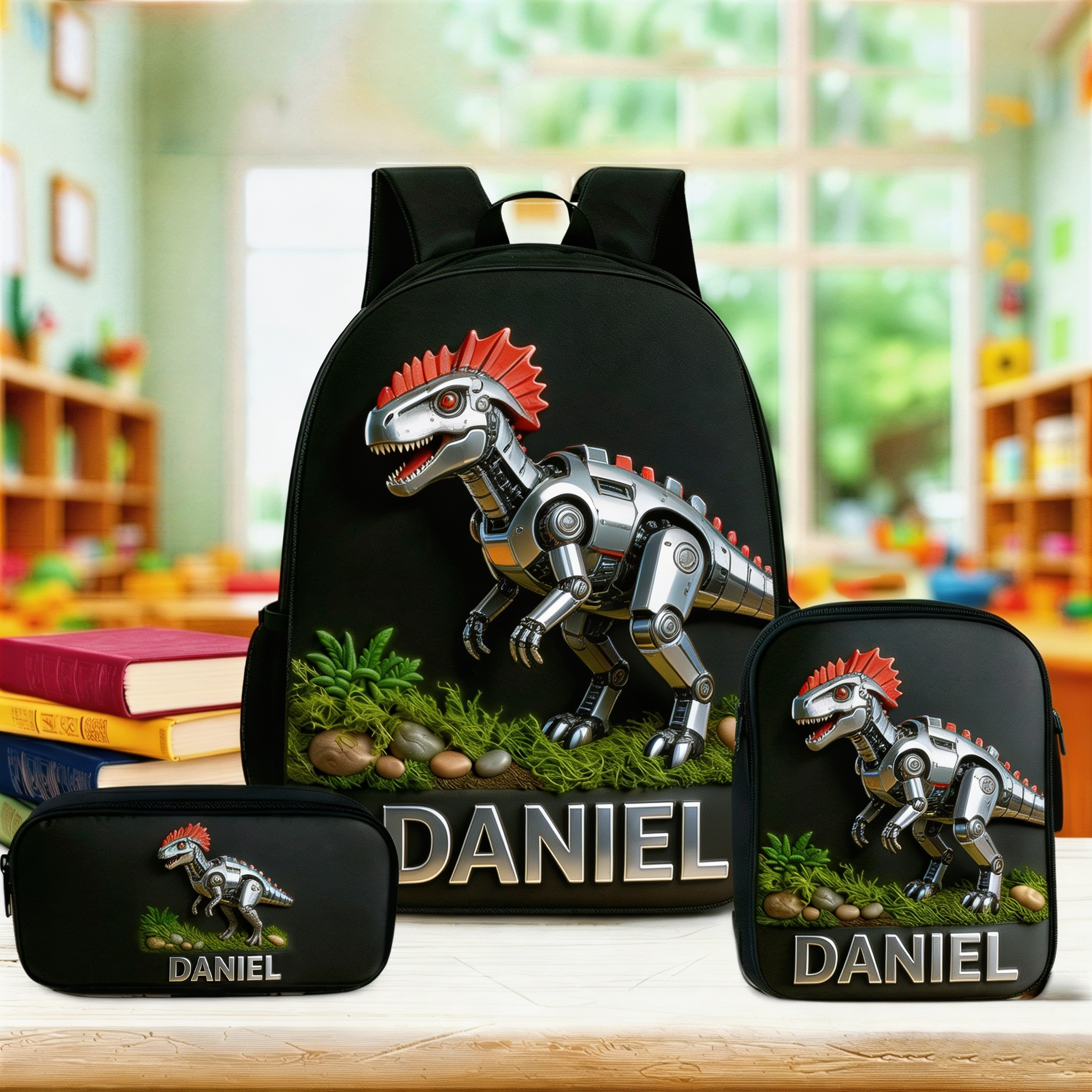 Personalized Kid Mechanical Dinosaur Backpack