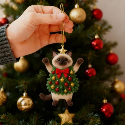 🎄🐱 Christmas Cat Tree Ornament – Adorable Handmade Holiday Decoration