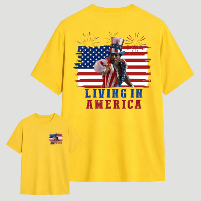 Apollo Creed Living In America July 4th Independence Day Graphic T-Shirt