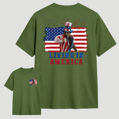 Apollo Creed Living In America July 4th Independence Day Graphic T-Shirt